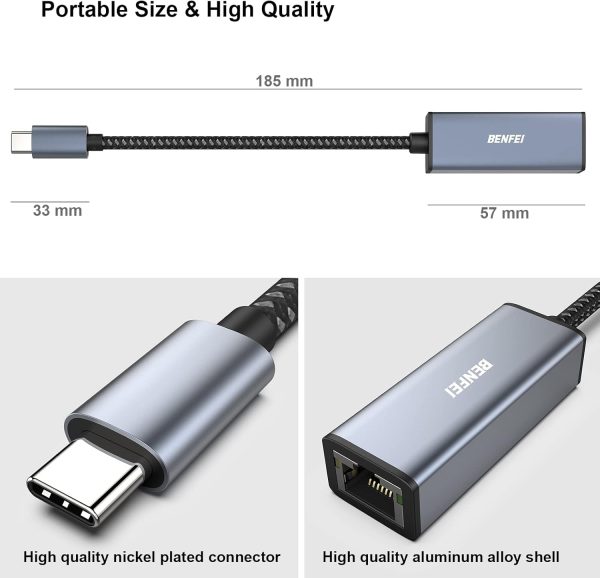 BENFEI USB-C to Ethernet Adapter (Thunderbolt 3 to RJ45) - Image 5