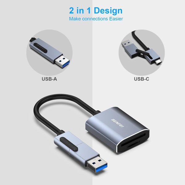 BENFEI USB Type-C/Type-A to SD TF Card Reader - Image 2