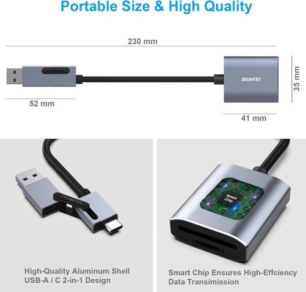 BENFEI USB Type-C/Type-A to SD TF Card Reader - Image 6