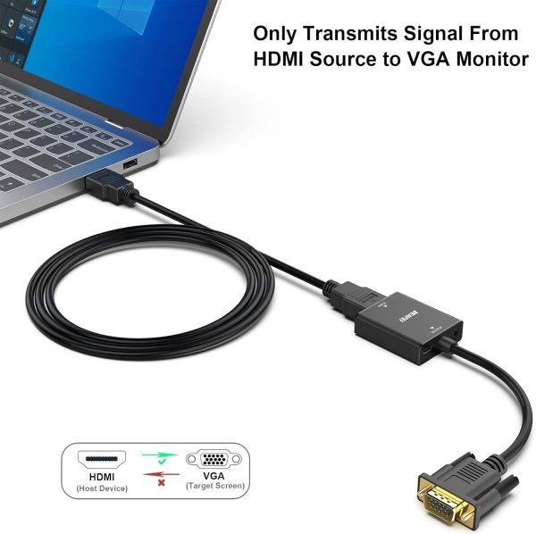 BENFEI HDMI to VGA, Uni-Directional HDMI Computer to VGA Monitor  Adapter (Female to Male) with 3.5mm Audio Jack - Image 4