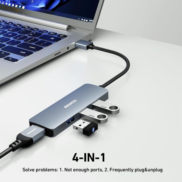 BENFEI USB 3.0 4-port Hub USB A Splitter Ultra-Slim - Image 2