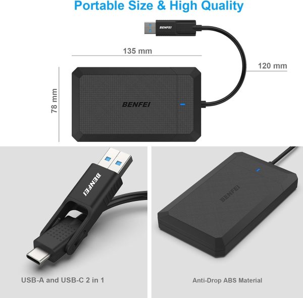 BENFEI 2.5 Inch SATA to USB Tool Free External Hard Drive Enclosure - Image 6