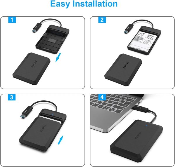 BENFEI 2.5 Inch SATA to USB Tool Free External Hard Drive Enclosure - Image 7