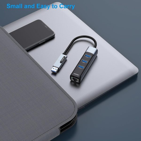 BENFEI 350GY 2-in-1 USB-C+USB 3.0 to RJ45 Gigabit Ethernet Port + 3-Port USB 3.0 HUB - Image 6