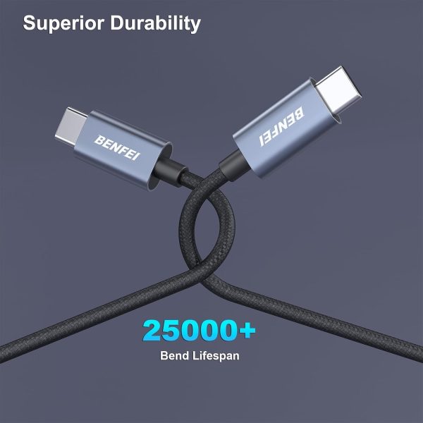 BENFEI 351SL-6F 100W USB-C to USB-C Fast Charging Cable Aluminum Shell Tangle-Free Silicone - Image 2
