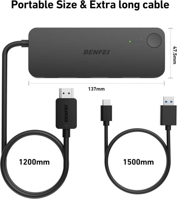 BENFEI 365BK HDMI Switch 4 in 1 Out 4K@60Hz, 2K@144Hz, HDCP 2.3 (with Adaptive Equalization Support 30ft HDMI Transmit) - Image 7