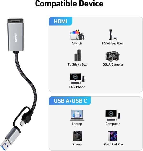 BENFEI Video/Audio Capture Card Supporting Full HD 1080P - Image 7