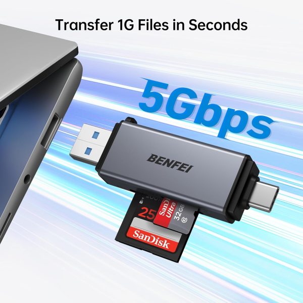 BENFEI SD Card Reader, USB C to SD Micro SD Card Memory Card  Adapter - Image 4