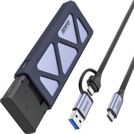 BENFEI M.2 SSD Enclosure USB3.2 Gen2 10 Gbps, Tool-Free for NVME B & M Keys with Size 2230/2242/2260/2280 SSDs
