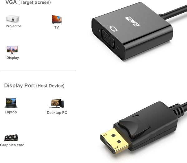 BENFEI DisplayPort to VGA,Gold-Plated Uni-directional Adapter - Image 2