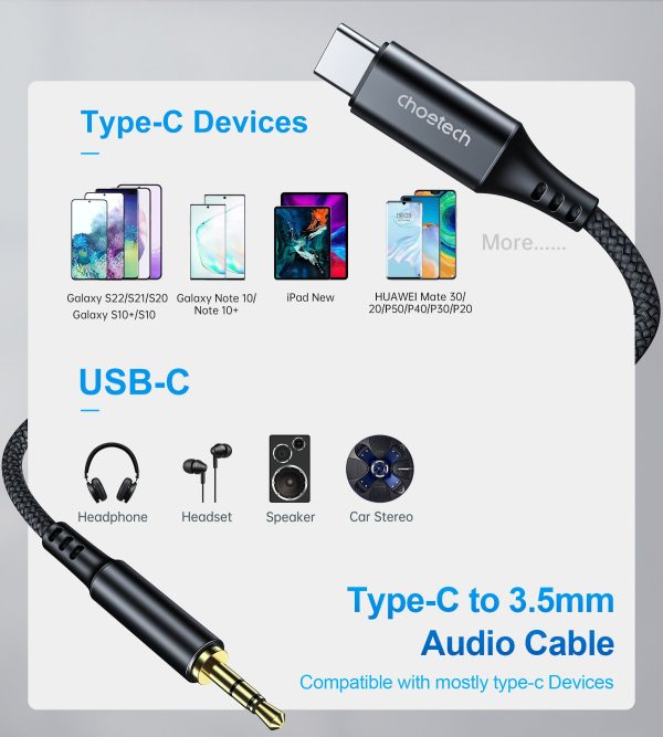 CHOETECH AUX008 Type-C To 3.5mm Audio Cable 2M - Image 2
