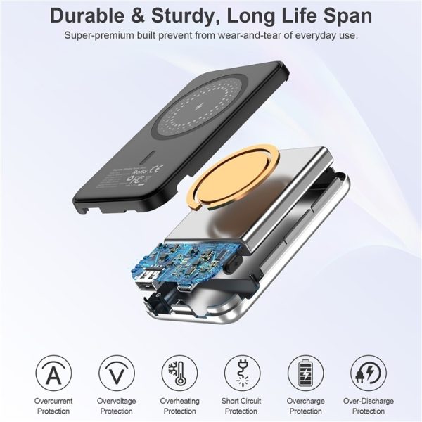 CHOETECH B655-SL 5000mAh Magnetic Wireless Power Bank 10W (Silver) - Image 7