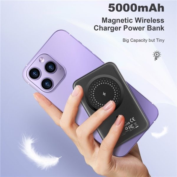 CHOETECH B655-SL 5000mAh Magnetic Wireless Power Bank 10W (Silver) - Image 8