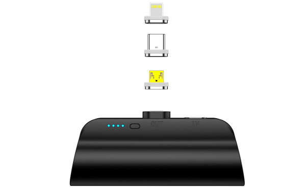 CHOETECH B660-BK 3000mAh Mini Power Bank with 3 Magnetic Connectors (Black) - Image 2