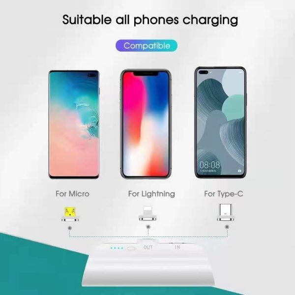 CHOETECH B660-WH 3000mAh Mini Power Bank with 3 Magnetic Connectors (White) - Image 4