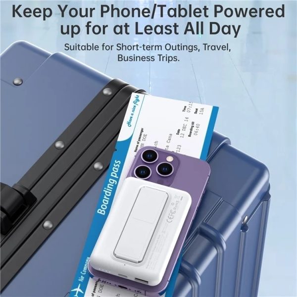 CHOETECH B662-WH USB-A + USB-C + Wireless Magnetic Power bank 5000mAh (White) - Image 8