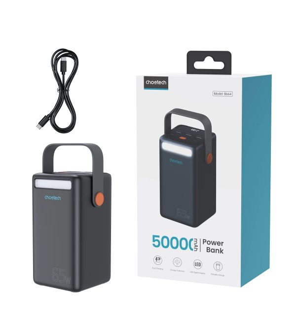 CHOETECH B664 50000mAh PD65W Power Bank with LED Flashlight LCD Display - Image 4