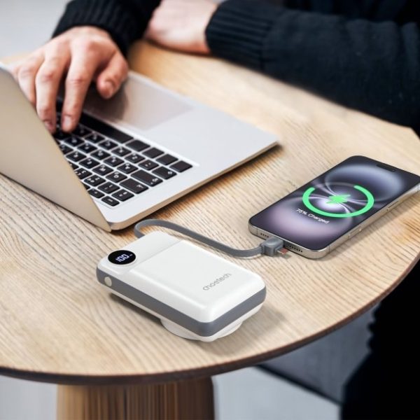 CHOETECH B696-WH 20000mAh 22.5W USB-A + USB-C x 2 + MagLeap Wireless Charge Power Bank White - Image 3