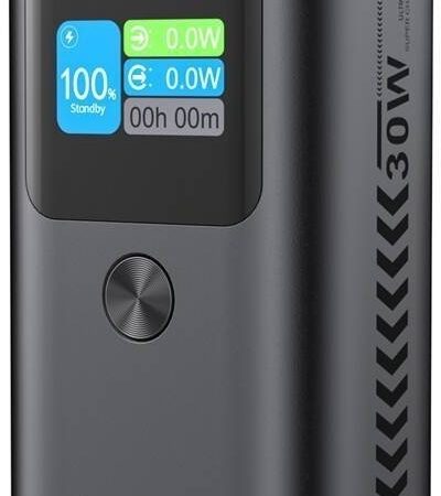 CHOETECH B701-GY 10000mAh PD30W USB-A + USB-C x 2, 3-Port & TFT Display Power Bank