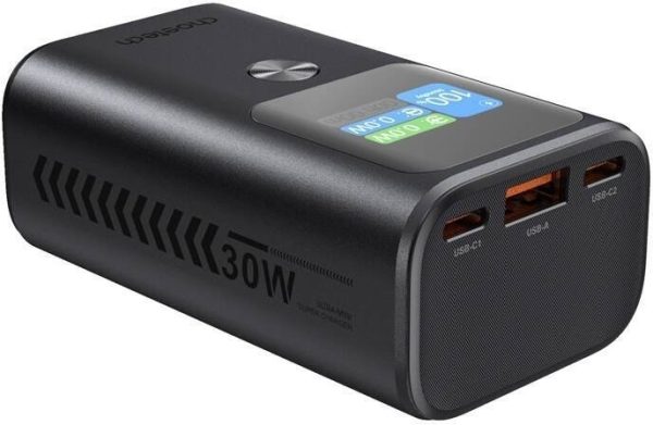 CHOETECH B701-GY 10000mAh PD30W USB-A + USB-C x 2, 3-Port & TFT Display Power Bank - Image 3