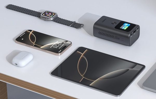 CHOETECH B701-GY 10000mAh PD30W USB-A + USB-C x 2, 3-Port & TFT Display Power Bank - Image 8