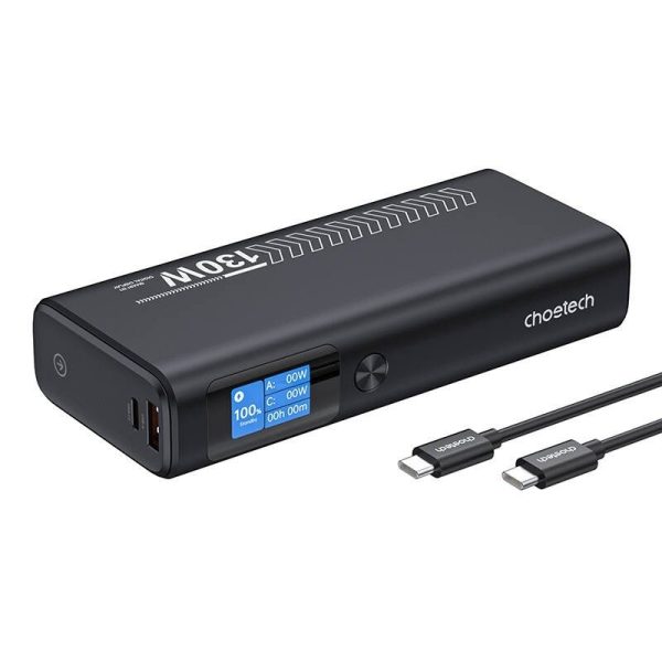 CHOETECH B702 20000mAh PD130W USB-A + USB-C x 2, 3-Port & TFT Display Power Bank - Image 3