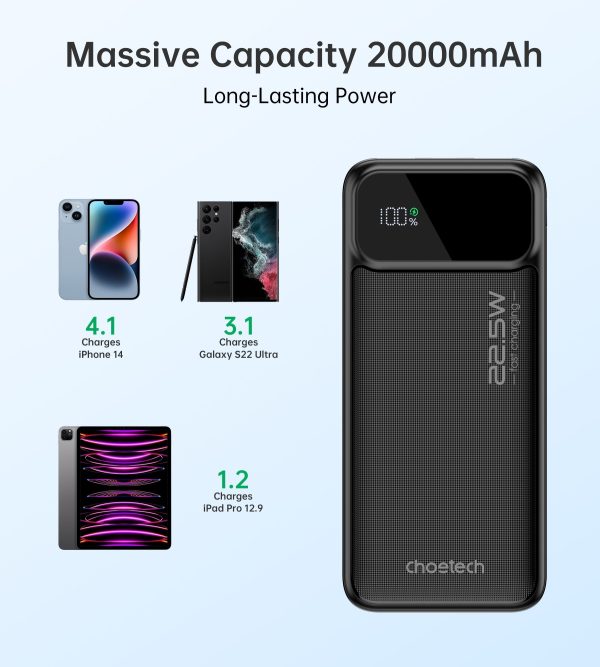 CHOETECH B729 20000mAh Power Bank PD22.5W with Digital Display - Image 3