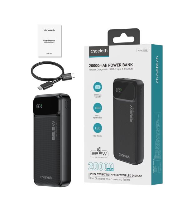 CHOETECH B729 20000mAh Power Bank PD22.5W with Digital Display - Image 11