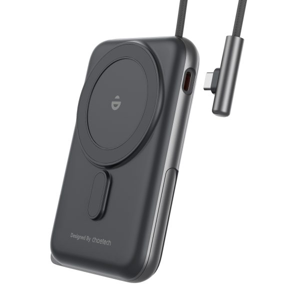 CHOETECH B735-BK 10000mAh 20W MagLeap Wireless Power Bank Black with Phone Holder and Build-in Cable - Image 2