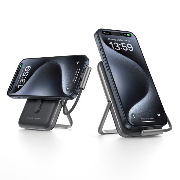 CHOETECH B735-BK 10000mAh 20W MagLeap Wireless Power Bank Black with Phone Holder and Build-in Cable - Image 3