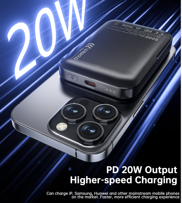 CHOETECH B743-BK 10000mAh PD20W Magnetic Power Bank with Holder Black - Image 3