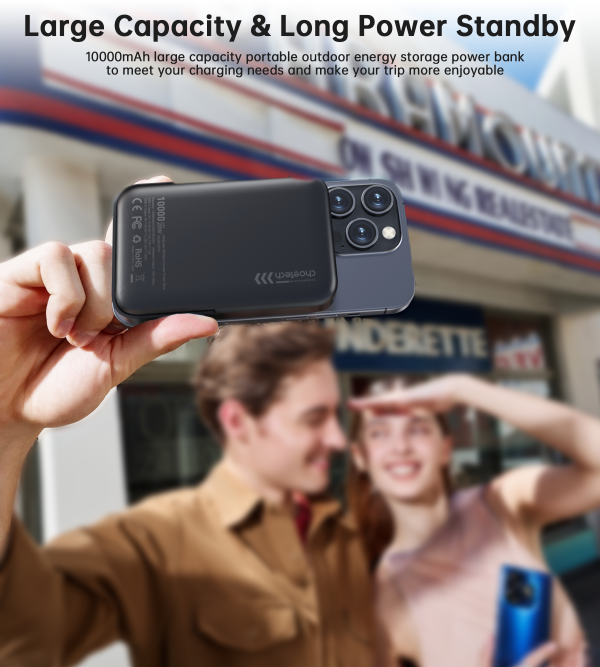 CHOETECH B743-BK 10000mAh PD20W Magnetic Power Bank with Holder Black - Image 4