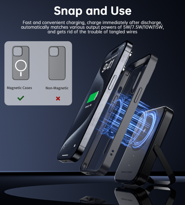 CHOETECH B743-BK 10000mAh PD20W Magnetic Power Bank with Holder Black - Image 5