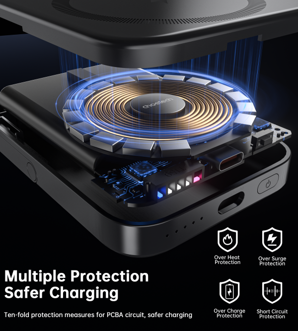CHOETECH B743-BK 10000mAh PD20W Magnetic Power Bank with Holder Black - Image 8