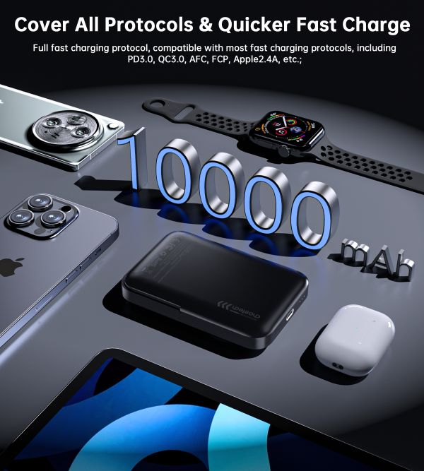 CHOETECH B743-BK 10000mAh PD20W Magnetic Power Bank with Holder Black - Image 9
