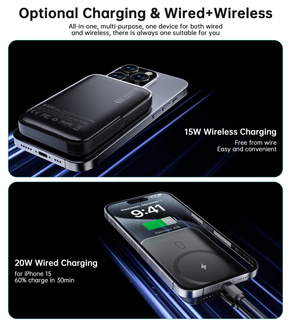 CHOETECH B743-BK 10000mAh PD20W Magnetic Power Bank with Holder Black - Image 11