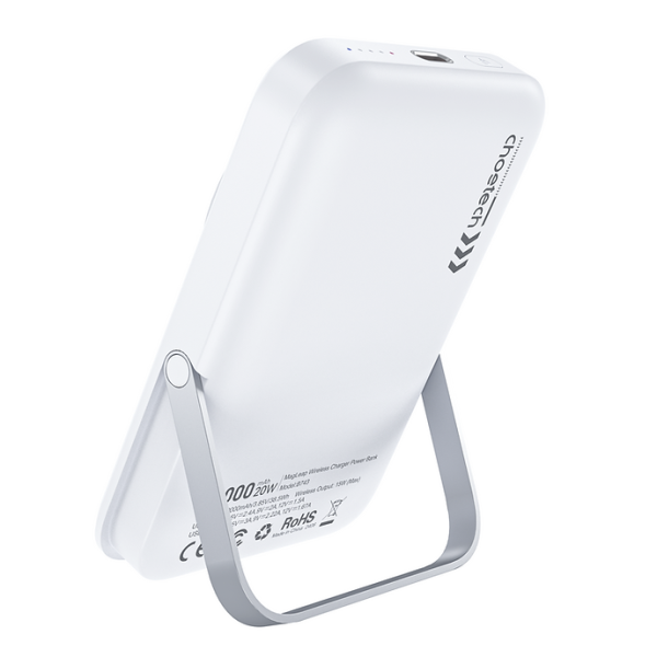 CHOETECH B743-WH 10000mAh PD20W Magnetic Power Bank with Holder White - Image 3