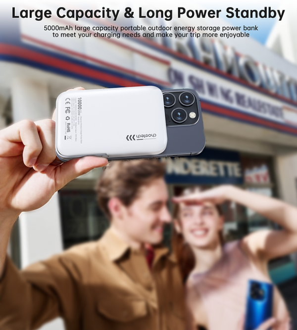 CHOETECH B743-WH 10000mAh PD20W Magnetic Power Bank with Holder White - Image 7