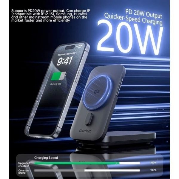 CHOETECH B750 Qi2 Certified 3-in-1 magnetic charger Stand with 10000mAh battery - Image 8
