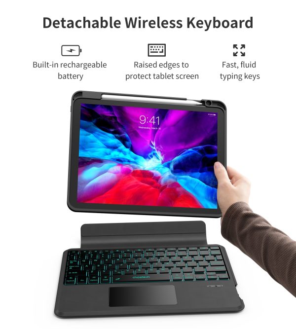 CHOETECH BH-018 Wireless Keyboard with Touchpad and Backlight for iPad Pro 11 " (Black) - Image 3