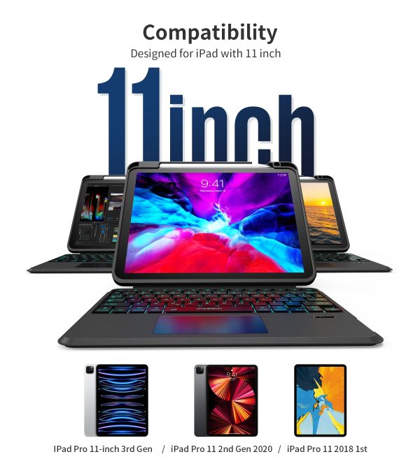 CHOETECH BH-018 Wireless Keyboard with Touchpad and Backlight for iPad Pro 11 " (Black) - Image 6