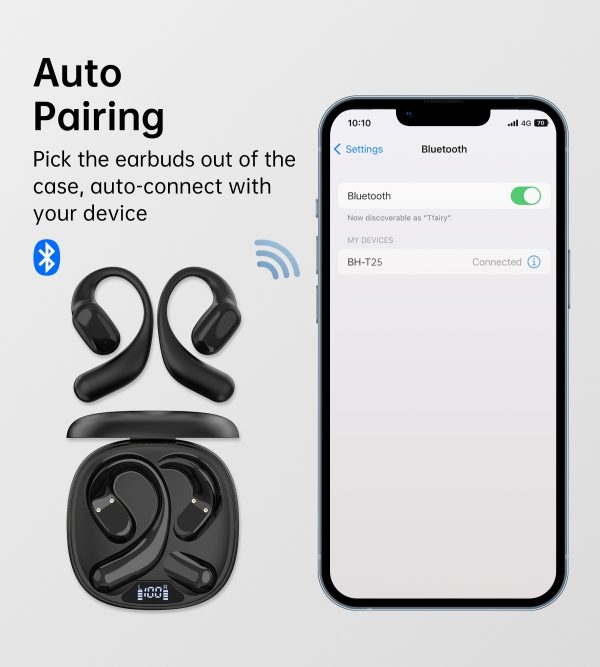 CHOETECH BH-T25 OWS Painless New Concept Bluetooth Earbuds V5.3 TWS Black - Image 7