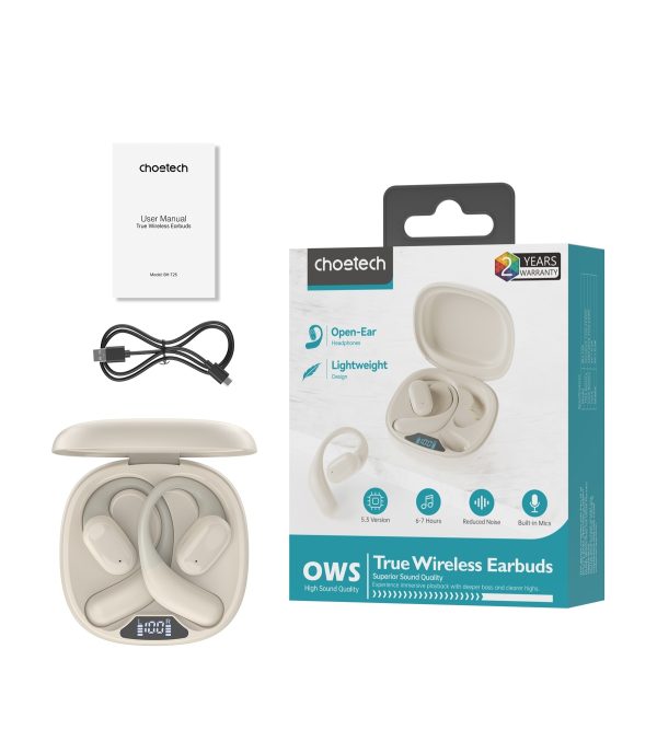 CHOETECH BH-T25 OWS Painless New Concept Bluetooth Earbuds V5.3 TWS White - Image 3