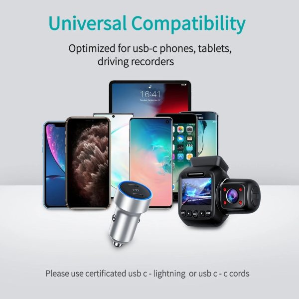 CHOETECH C0054-SL Dual Port PD 40W USB-C Car Charger Adapter Silver - Image 7