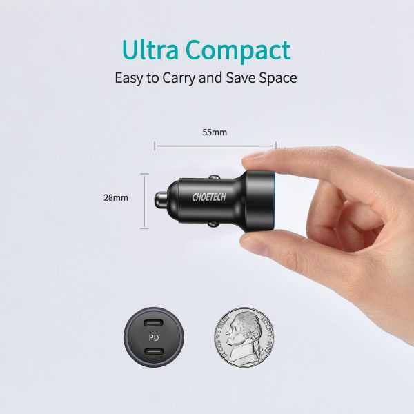 CHOETECH C0054 2-Port 40W USB-C Car Charger Adapter - Image 8