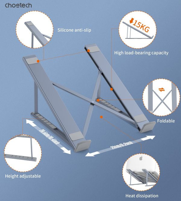 CHOETECH H055-GY Aluminum Foldable Laptop Stand - Image 2