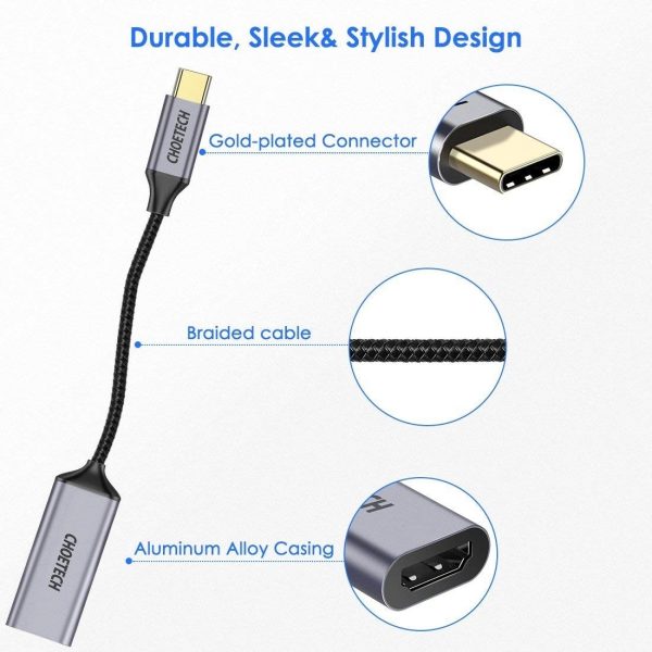 CHOETECH HUB-H10 USB-C To HDMI Braided Cable Adapter - Image 5