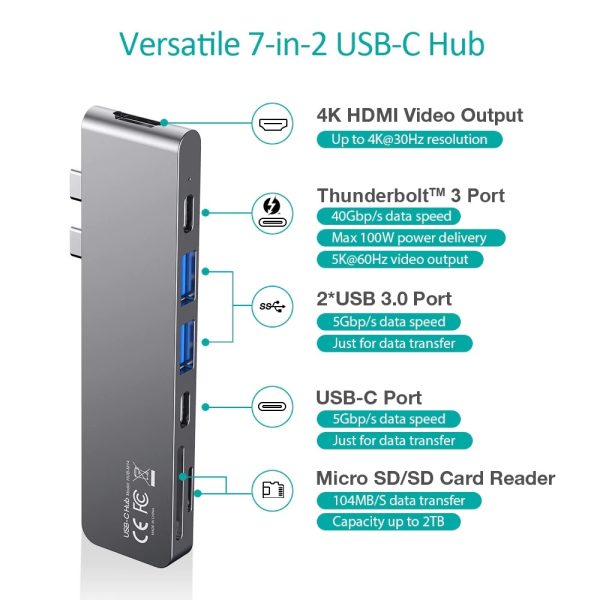 CHOETECH HUB-M14 USB-C  7 in 1 Expand Docking Station Hub for MacBook Pro - Image 2