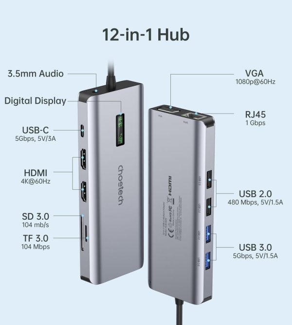 CHOETECH HUB-M26 12-in-1 USB-C Multiport Adapter - Image 2