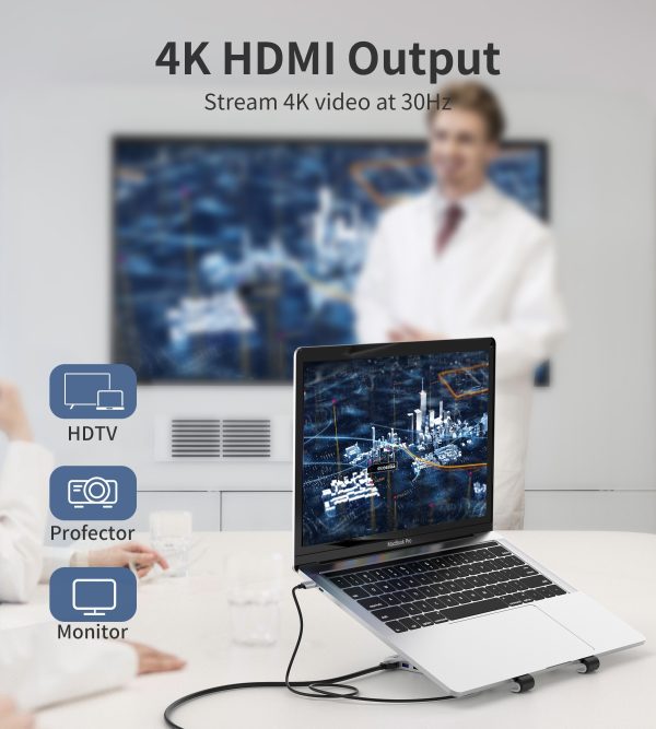 CHOETECH HUB-M43 7-in-1 USB-C Multiport Adapter with Foldable Laptop Stand - Image 4
